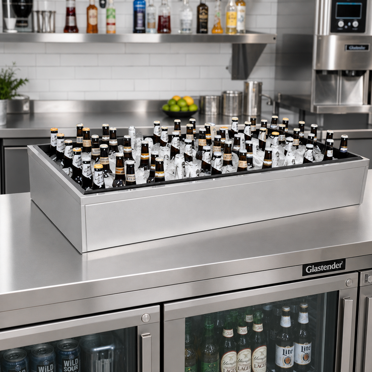 Product image #2 for Glastender Back Bar Ice Display Unit for Bottled Beverages, 42 Inch x 12 Inch, Stainless Steel