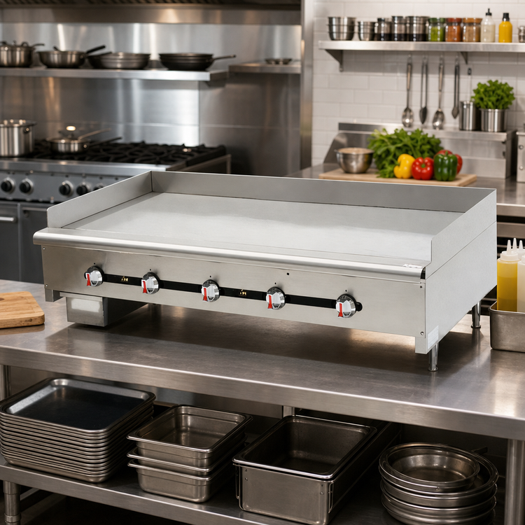 Product image #2 for 60-Inch Countertop Gas Griddle with Manual Controls and 1-Inch Smooth Steel Plate