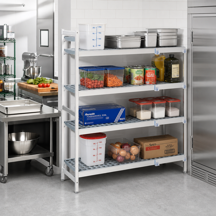 Product image #2 for Fermostock 4-Tier Corner Expansion Polymer Shelving Unit, 64W x 18D x 66H