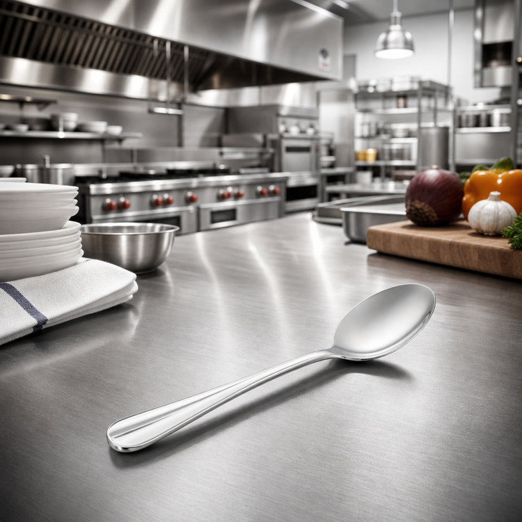 Product image #2 for Baguette Oval Soup Spoon, 7-1/4 Inch, Extra-Heavy Weight, 18/8 Stainless Steel, Mirror Finish