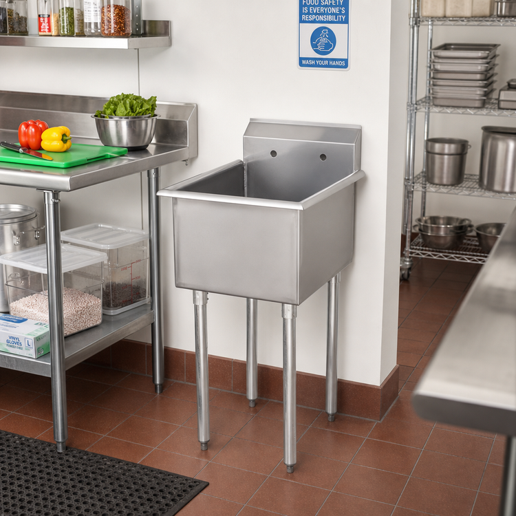 Product image #2 for Sapphire Manufacturing Budget 1-Compartment Stainless Steel Sink with Legs, 21 x 21-1/2 Inches