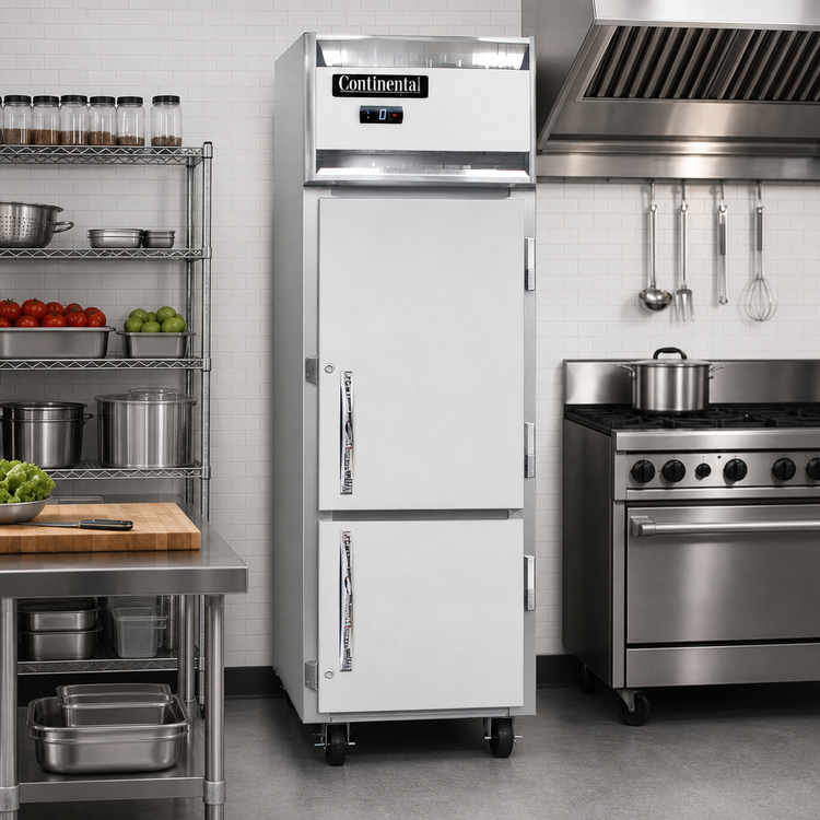 Product image #2 for Continental 1FSENSAHD Slim Line One-Section Reach-In Freezer with Half-Height Solid Doors
