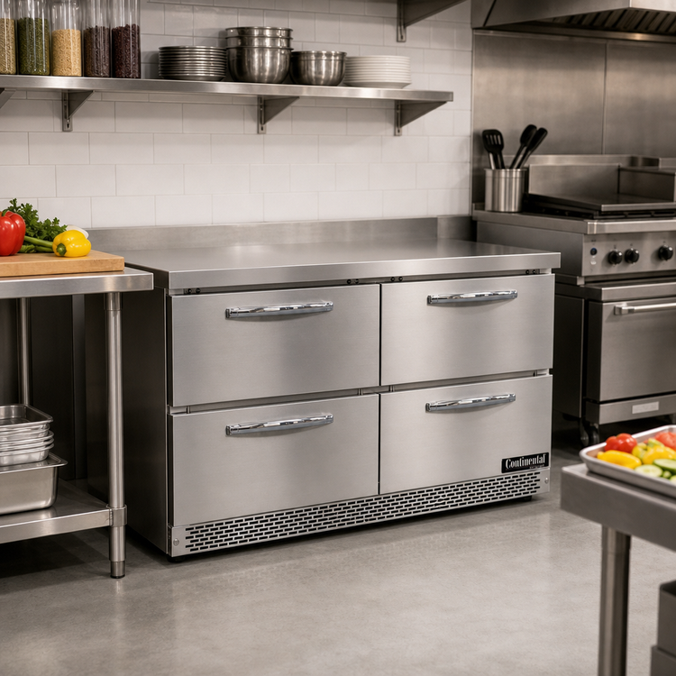 Product image #2 for Continental Refrigerator SWF48N-FB-D 48" Two-Section Worktop Freezer with Drawers and Front Breather