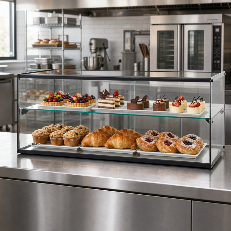 Product image #2 for Winco 36-Inch Countertop Ambient Pastry Display Case, 2-Tier, Tempered Glass, Rear Opening