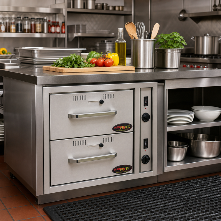 Product image #2 for RedHots Built-In Stainless Steel 2-Drawer Warming Drawer, Holds (2) 12 in. x 20 in. x 6 in. Pans