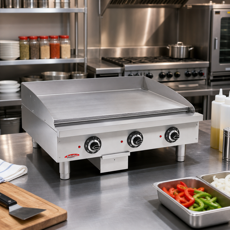 Product image #2 for BakeMax 24-Inch Countertop Electric Thermostatic Griddle with 3/4-Inch Polished Steel Plate