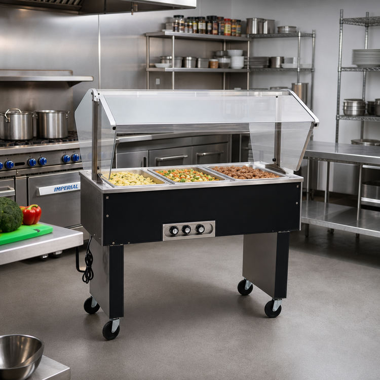 Product image #2 for Eagle Service Mate Deluxe Portable 4-Well Buffet Hot Food Table, 120V, Stainless Steel Top