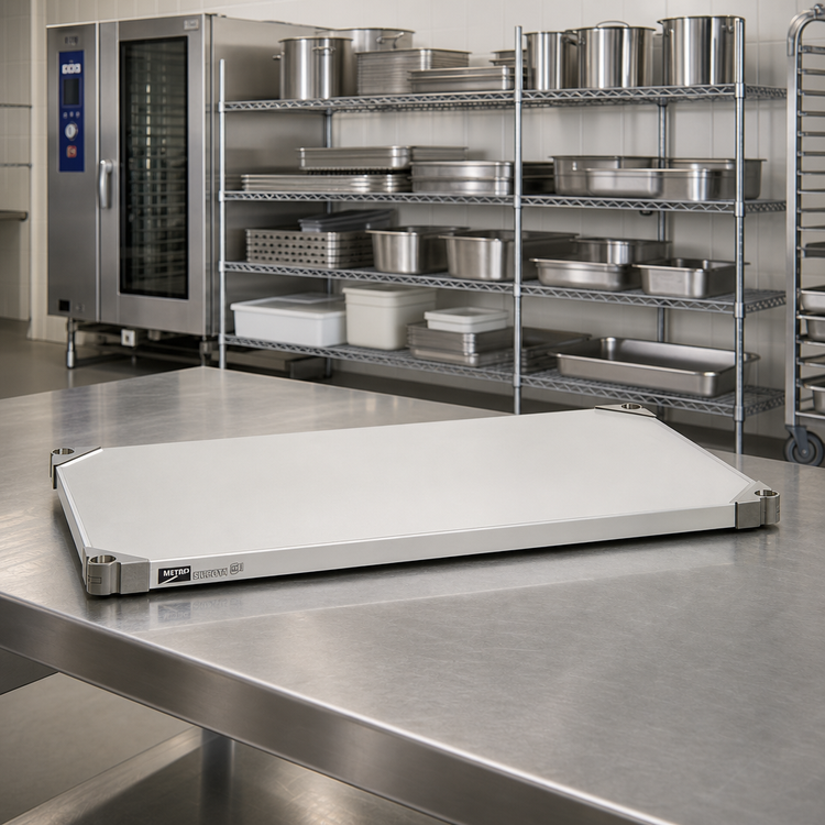 Product image #2 for Metro Super Erecta 60 in x 21 in Solid Stainless Steel Shelf, Autoclavable/Cart-Washable