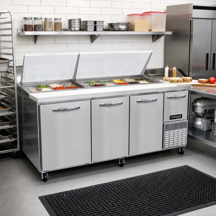 Product image #2 for Continental Refrigerator RA93N30M 93" 3-Door Refrigerated Sandwich Prep Table with 30-Pan Top