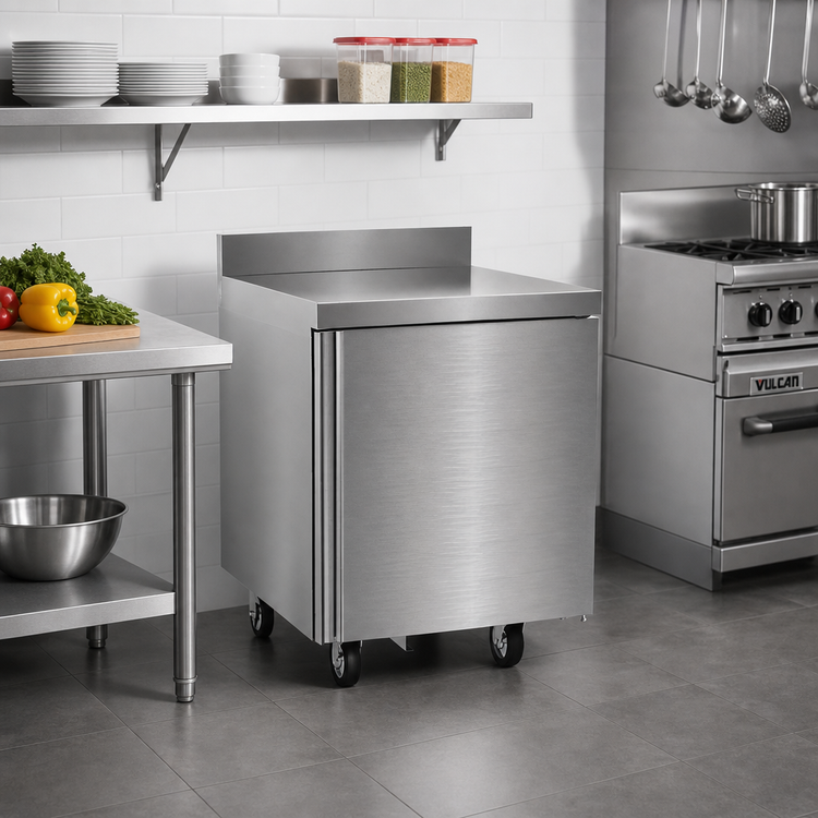 Product image #2 for Delfield ST4527NP 27-Inch One-Door Front-Breathing Self-Contained Flat Top Freezer Base with 4-Inch Backsplash
