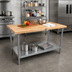 Thumbnail image #2 for John Boos JNS21 Northern Hard Rock Maple Wood Top Work Table with Adjustable Undershelf and Galvanized Legs