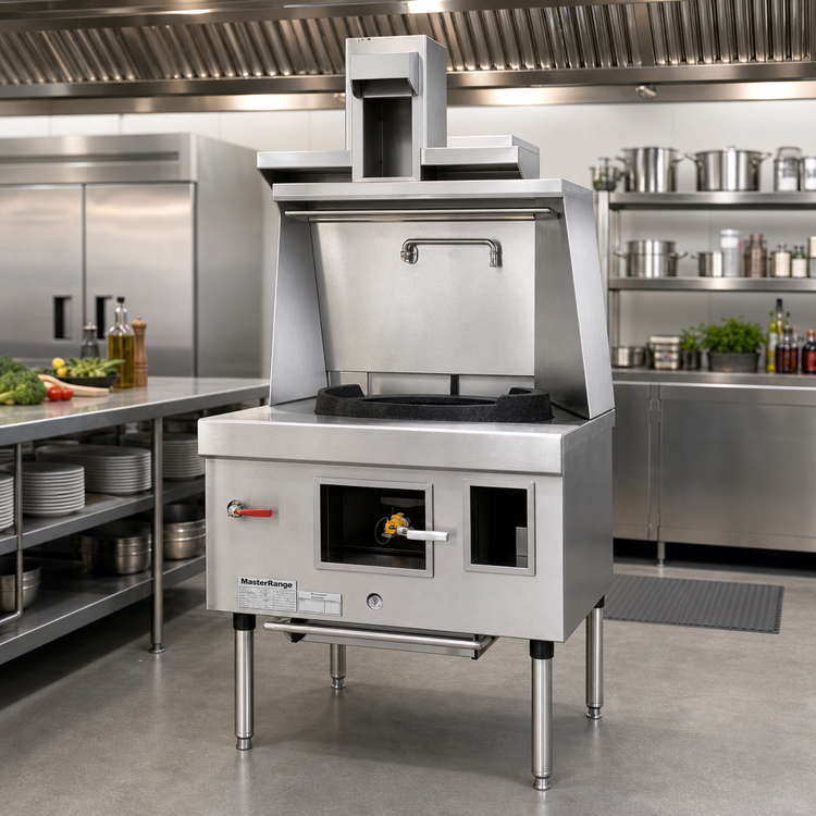Product image #2 for MasterRange One-Chamber Gas Wok Range with Flue, Stainless Steel Deck and Sides