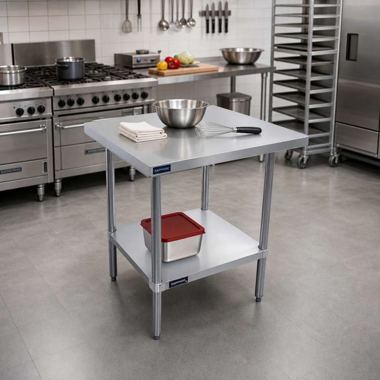 Product image #2 for Sapphire 30 Inch x 24 Inch Stainless Steel Work Table with Galvanized Undershelf