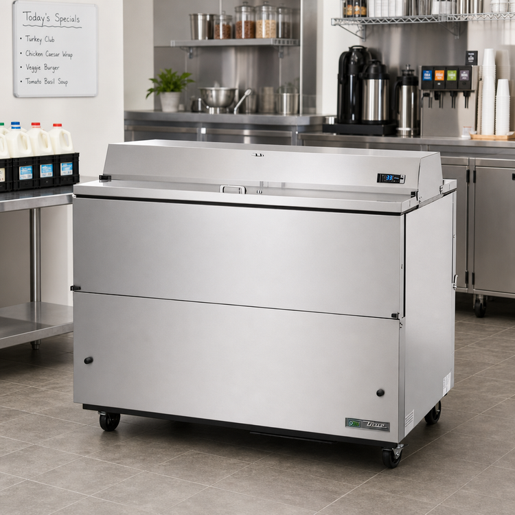 Product image #2 for Dual-Sided Mobile Milk Cooler Cart, 16-Crate Capacity, Stainless Steel, Forced-Air