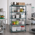 Thumbnail image #2 for Quantum 5-Tier Stationary Wire Plastic Mat Shelving Unit, 54 x 18 x 74 Inches, Green Epoxy