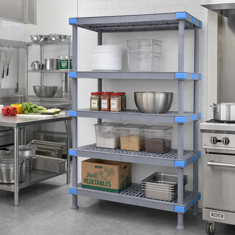 Product image #2 for Quantum Millenia 48-Inch W x 18-Inch D x 86-Inch H 4-Shelf Stationary Polymer Shelving Starter Unit