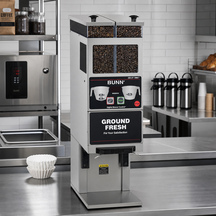 Product image #2 for BUNN G9-2T DBC BrewWISE Portion-Control Commercial Coffee Grinder with Dual 6 lb Hoppers