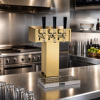 Thumbnail image #2 for Perlick Corporation 4006-3BTF2 Extra-High 3-Faucet Countertop Glycol-Cooled Tee Draft Beer Tower, Brass Finish