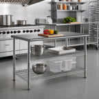 Thumbnail image #2 for Eagle Group AdjusTable T2448EBW Stainless Steel Work Table, 48 x 24 x 33-1/2 in, 16-Gauge Top, 2 Adjustable Wire Undershelves