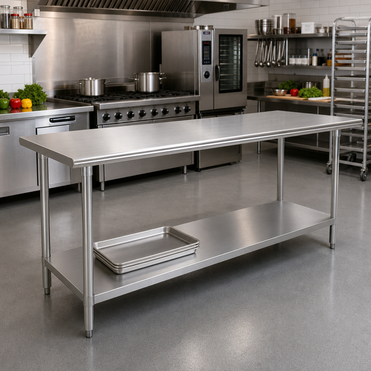 Product image #2 for Advance Tabco 108-Inch x 24-Inch Stainless Steel Flat Top Work Table with Adjustable Undershelf