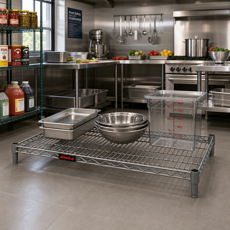 Product image #2 for Eagle Group Valu-Master 60 Inch x 30 Inch Wire Shelf, QuadTruss, Pewter Gray Epoxy, 600 lb Capacity