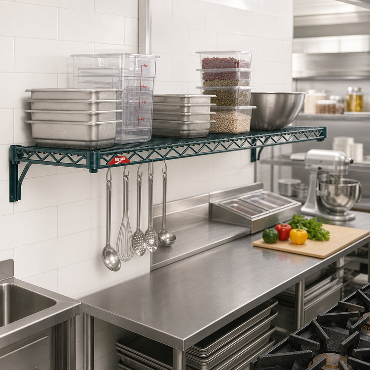 Product image #2 for Metro Super Erecta Super Adjustable Wire Shelf with Microban, 72-Inch W x 21-Inch D, Metroseal 3 Green Epoxy Coated