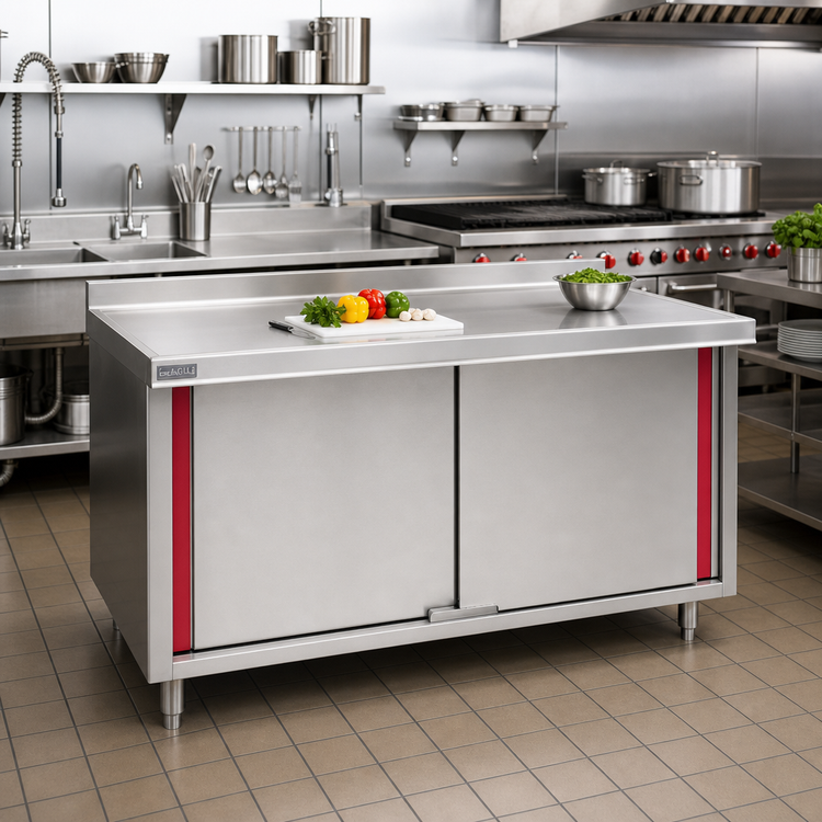 Product image #2 for Eagle Group Spec-Master UCBH24120SEM Marine Series 120" x 24" Enclosed Stainless Steel Work Table