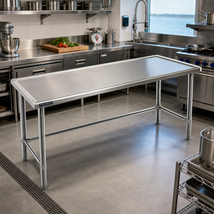 Product image #2 for Spec-Master Marine Series Stainless Steel Work Table, 108 x 30 Inches