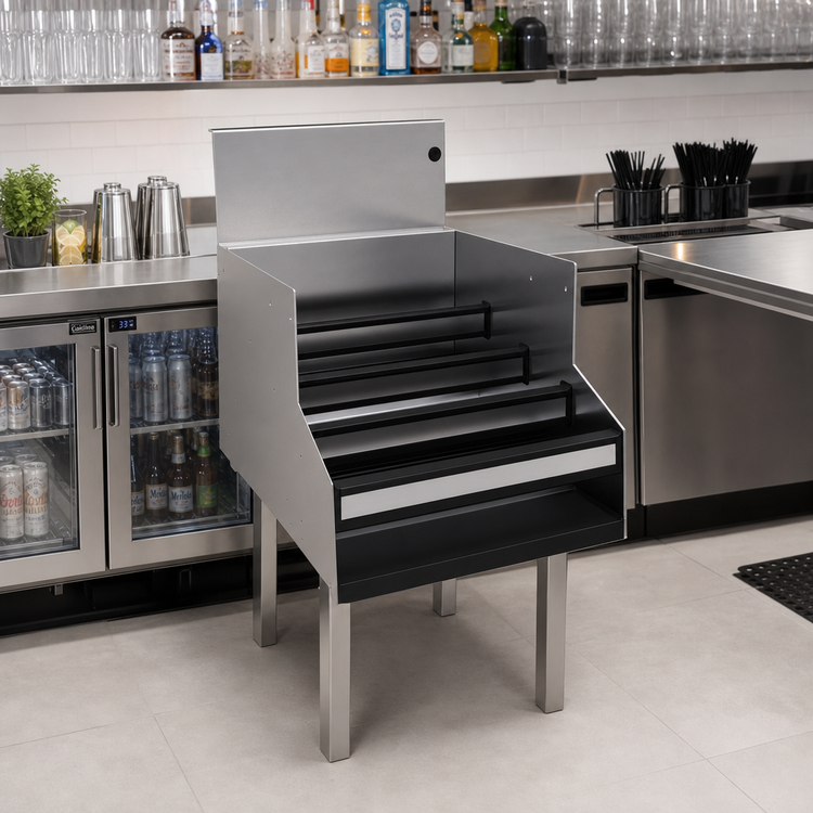Product image #2 for Glastender Free-Standing 4-Step Underbar Liquor Steps, 18W x 24D Inches, Stainless Steel