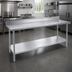 Thumbnail image #2 for Advance Tabco 108-Inch x 36-Inch 304 Stainless Steel Work Table with 5-Inch Backsplash and Rolled-Rim Front Edge
