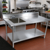 Thumbnail image #2 for John Boos 60-Inch x 30-Inch Stainless Steel Prep Table With Left Sink Bowl, 5-Inch Backsplash, and Galvanized Undershelf
