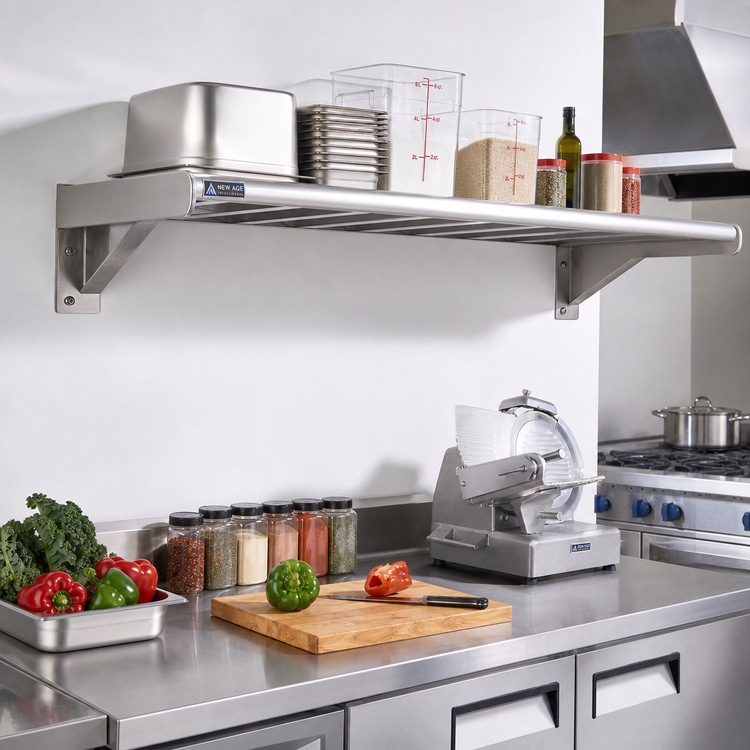 Product image #2 for New Age H.D. Series Cantilever H.D. Bar Shelf, 60W x 24D, Aluminum, 900 lb Capacity
