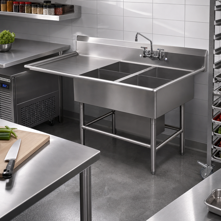 Product image #2 for John Boos Pro-Bowl 2-Compartment Stainless Steel Sink with 30-Inch Left Drainboard