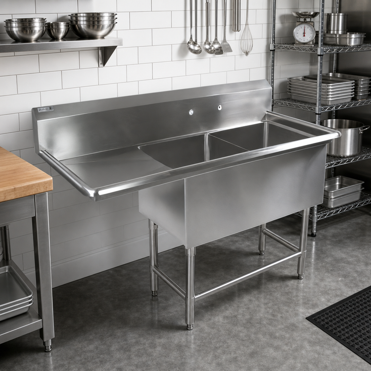 Product image #2 for John Boos Pro-Bowl 2-Compartment Stainless Steel Sink with 30-Inch Left Drainboard