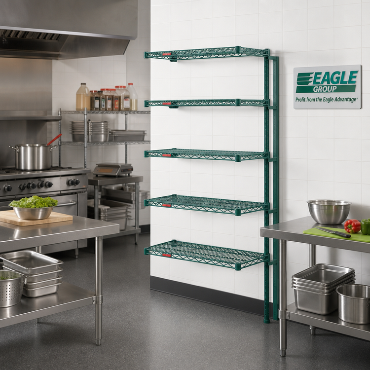 Product image #2 for Eagle Group Valu-Gard 5-Tier Add-On Wire Shelving Unit, 24 x 21 x 86 Inches, Green Epoxy