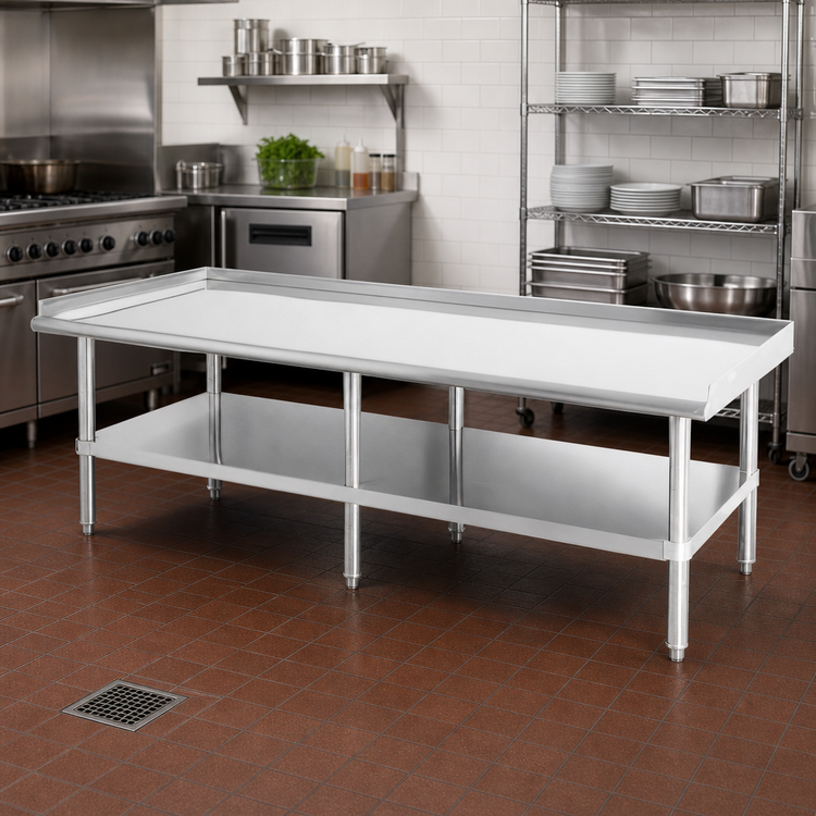 Product image #2 for Sapphire Manufacturing 72-Inch Wide x 30-Inch Deep Stainless Steel Equipment Stand with Galvanized Undershelf and Legs