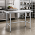 Thumbnail image #2 for Steel Works Stainless Open Base Stainless Steel Work Table, 60 Inch x 18 Inch x 34 Inch, 16 Gauge 304 Flat Top