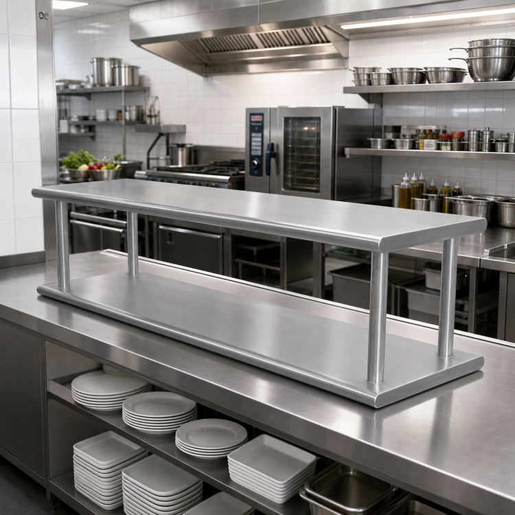 Product image #2 for Advance Tabco Double-Tier Pass-Thru Shelf, 96 x 24 Inches, 18/430 Stainless Steel