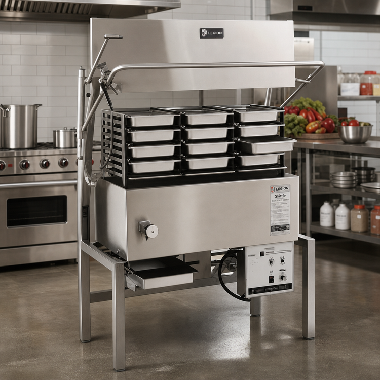 Product image #2 for Legion Skittle Commercial Gas Multi-Function Cooker with 10° Tilt, 10.6-Gallon Kettle, 34,000 BTU