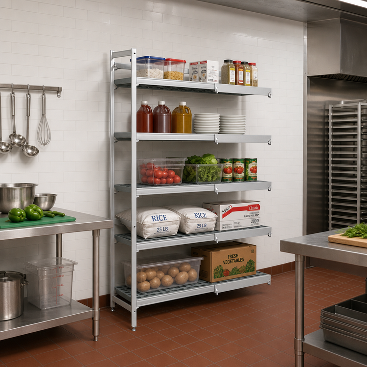 Product image #2 for Fermostock 5-Tier Corner Expansion Polymer Shelving Add-On Unit, 83 Inch H x 68 Inch W x 22 Inch D