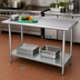 Thumbnail image #2 for Advance Tabco 60 Inch x 24 Inch 16-Gauge 304 Stainless Steel Work Table with 1-1/2 Inch Rear Up-Turn and Adjustable Galvanized Undershelf