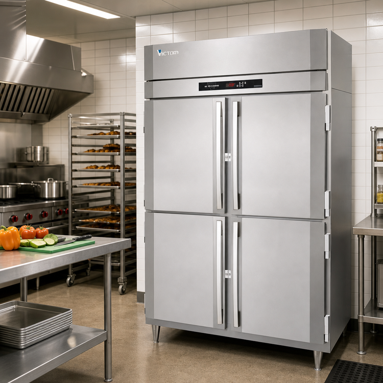 Product image #2 for Victory UltraSpec™ Extra Wide 2-Section Reach-In Heated Holding Cabinet with 4 Wide Half-Height Solid Hinged Doors, 52 Cu. Ft.