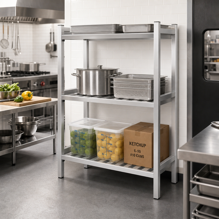 Product image #2 for Lifetime Tough Channel Style Aluminum Dunnage Shelving, 3 Shelves, 54W x 24D x 64H