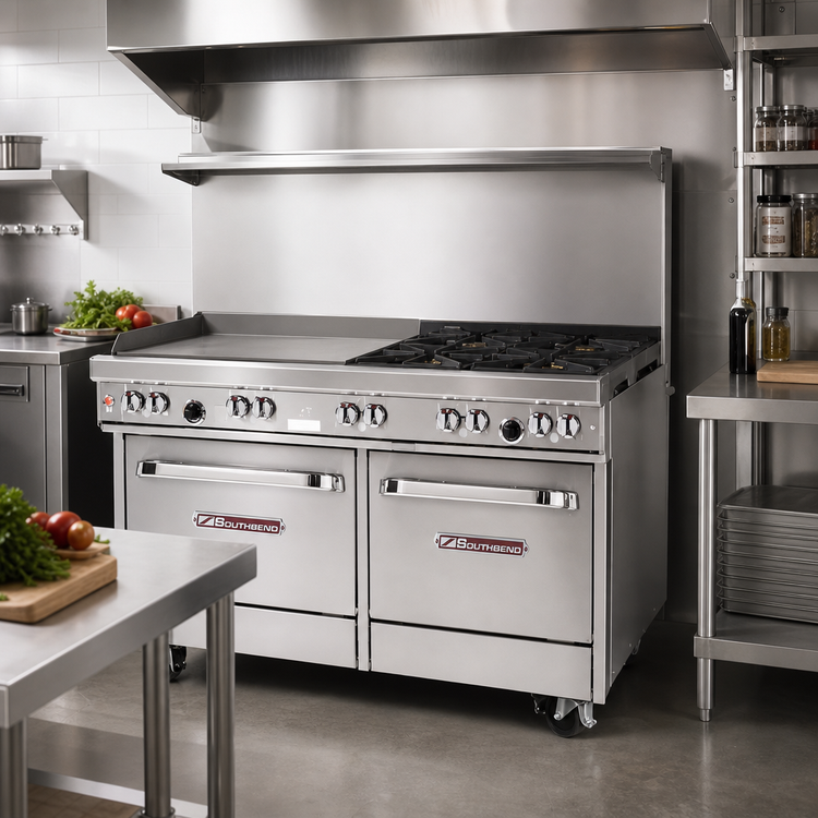 Product image #2 for Southbend Ultimate 60-Inch Gas Restaurant Range with 2 Open Burners, 48-Inch Griddle, Standard Oven and Convection Oven