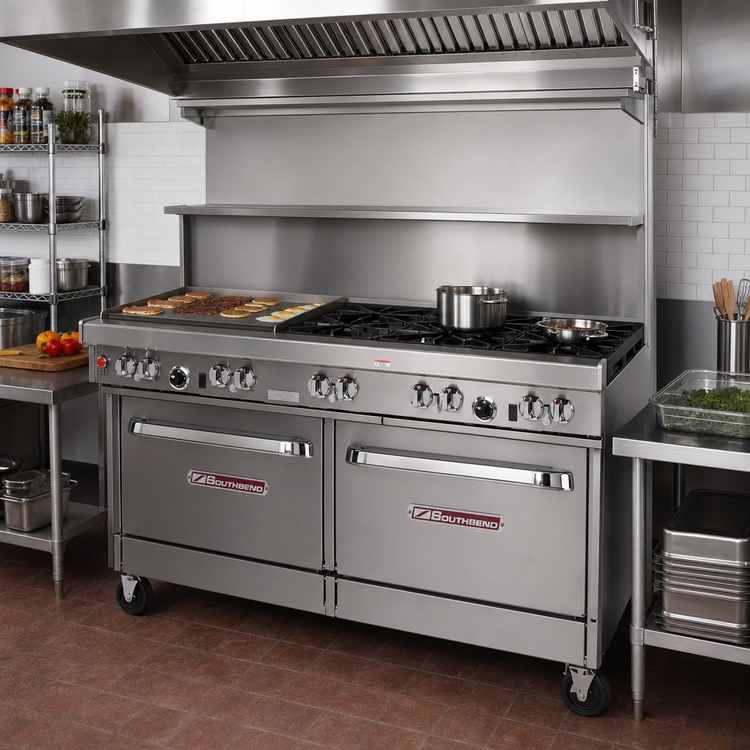 Product image #2 for Southbend Ultimate 60-Inch Gas Restaurant Range with 2 Open Burners, 48-Inch Griddle, Standard Oven and Convection Oven