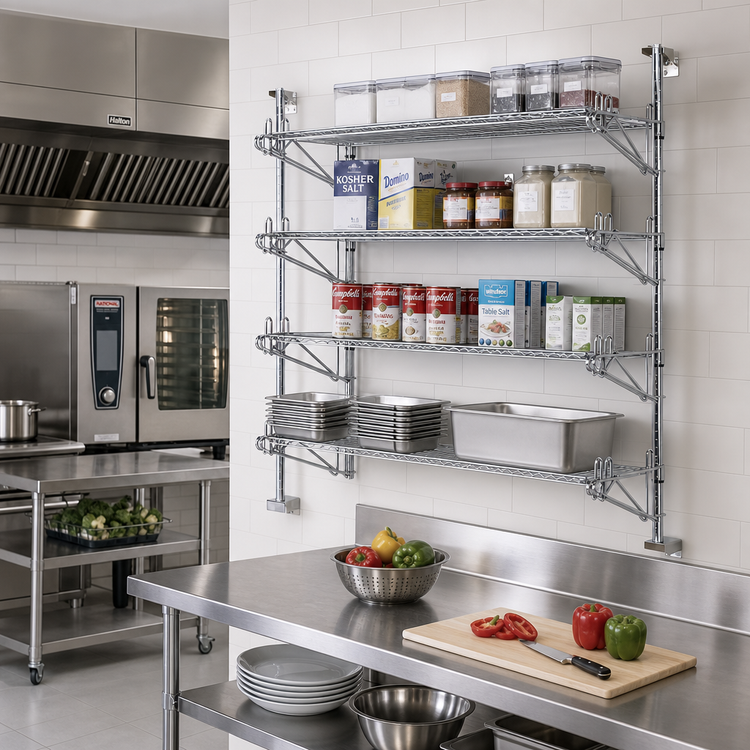 Product image #2 for Metro Super Erecta 18-Inch Chrome Plated 4-Tier Post-Type Mid Unit Wall Mount Shelving Support