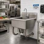 Thumbnail image #2 for Advance Tabco FS-WM-2219KV Wall-Mounted Stainless Steel Service Sink, Single Station, Knee-Operated Faucet, 20"W x 19-1/2"D, 8" Deep Bowl