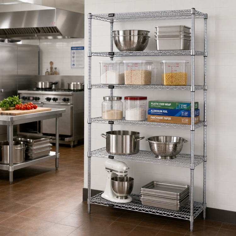 Product image #2 for Quantum 24" x 14" x 54" Stationary Chrome-Plated Wire Shelving Starter Kit with 5 Shelves