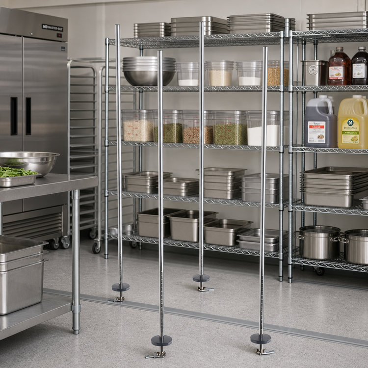 Product image #2 for Metro qwikTRAK High-Density Chrome Stationary Intermediate Unit Kit for Floor Track Shelving