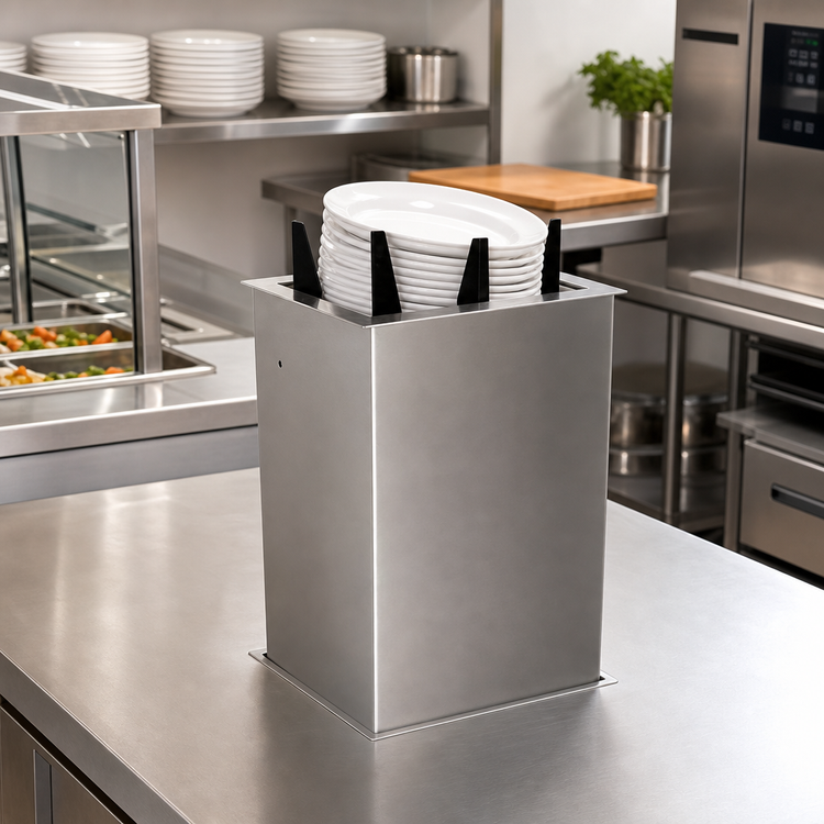 Product image #2 for Atlas Metal Heated Drop-In Oval Platter Dispenser with Enclosed Frame, Stainless Steel